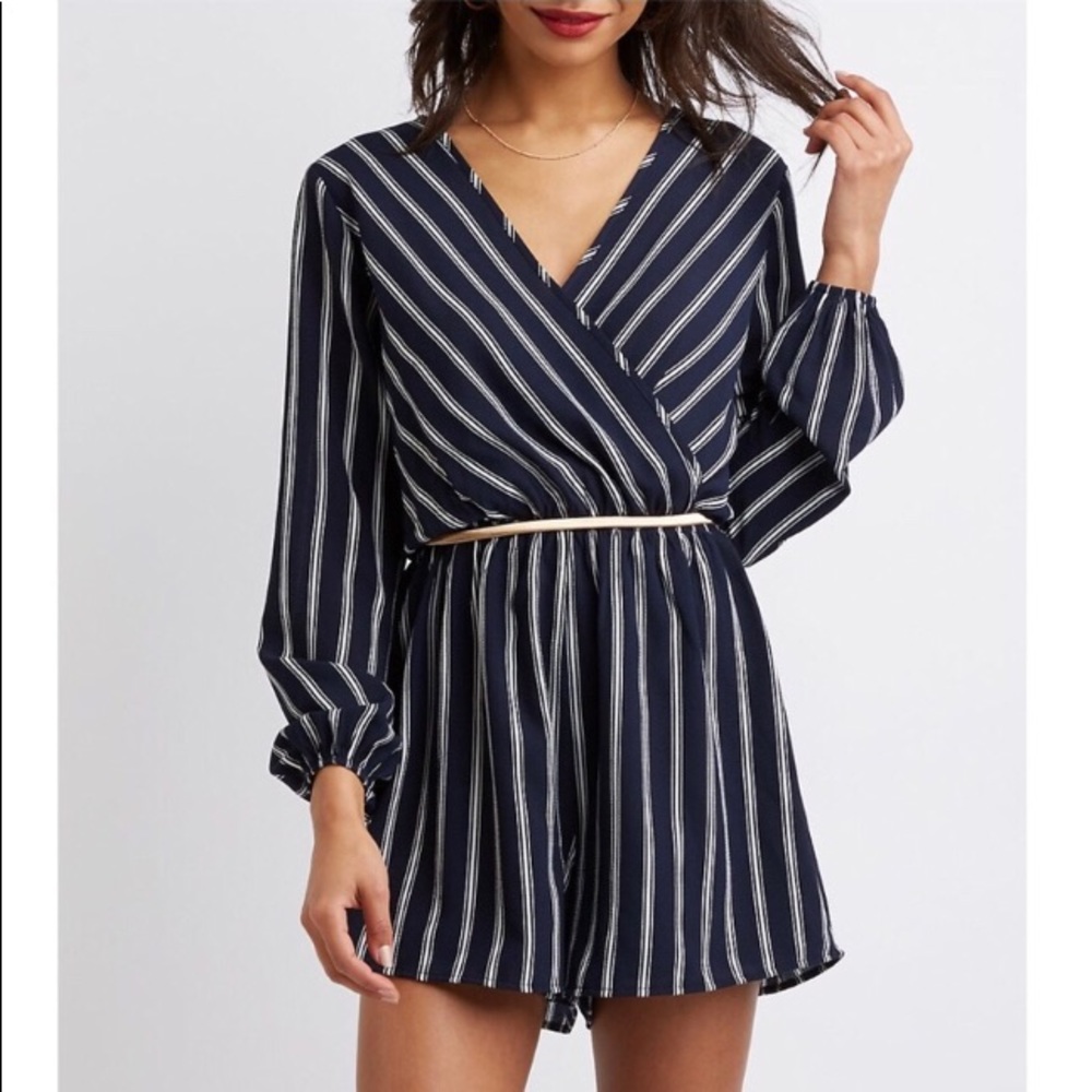 Blue striped romper from Charlotte Russe